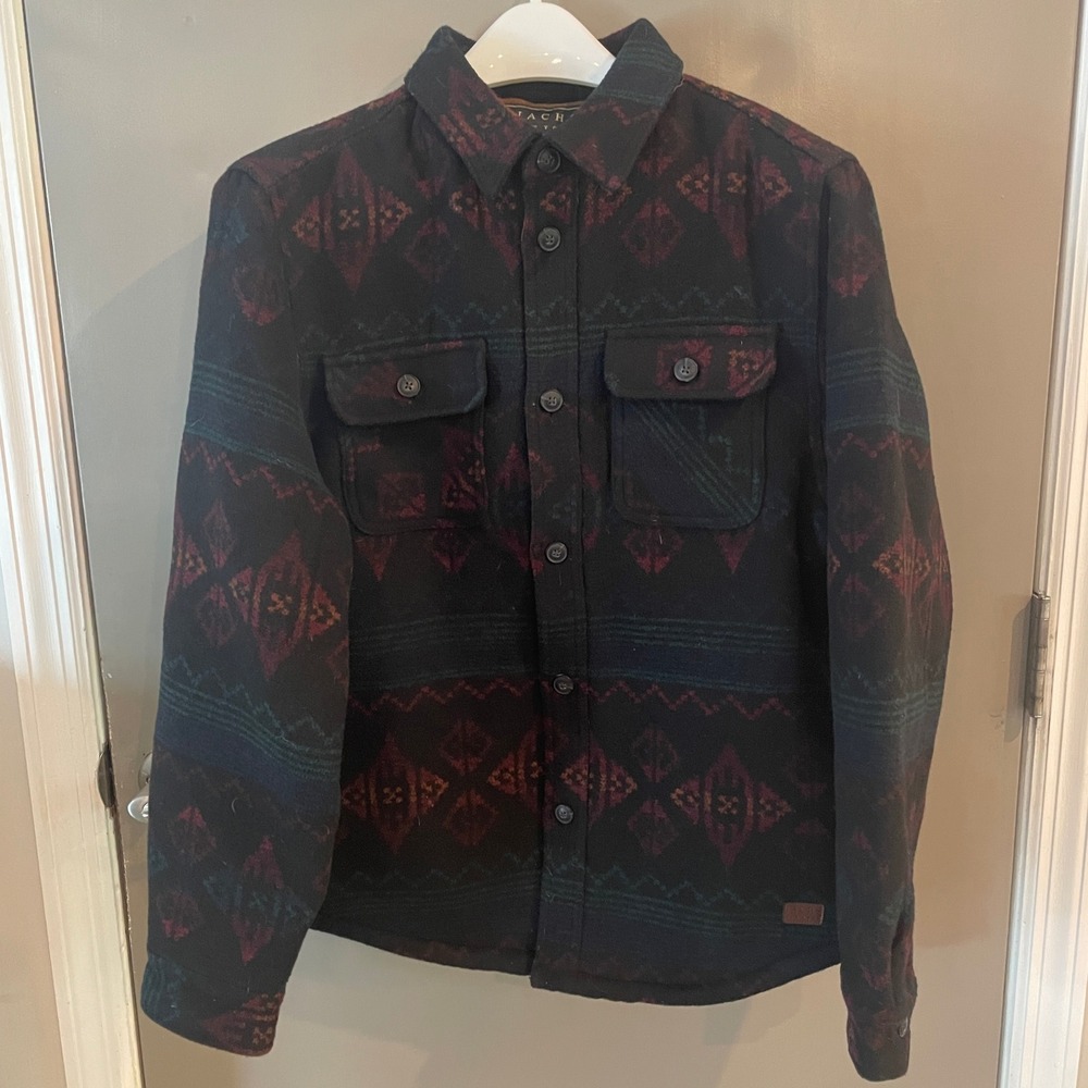 Jachs New York Mens Sherpa Lined Wool Blend Southwestern Shirt Jacket Small